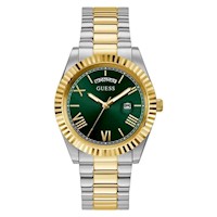 GUESS RELOJ DE PULSERA PARA HOMBRE CON CORREA DE DOS TONOS, ESFERA VERDE Y