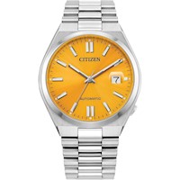 RELOJ AUTOMÁTICO TSUYOSA SPORT DE CITIZEN, ACERO INOXIDABLE, ESFERA AMARILLA,