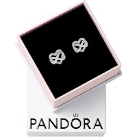 PENDIENTES PANDORA TUERCA CORAZÓN INFINITO PLATA LEY 925 Y CIRCONITA CÚBICA