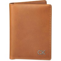 BILLETERA DE CUERO CALVIN KLEIN RFID PARA HOMBRE, DISEÑO DUOFOLD, COLOR MARRÓN