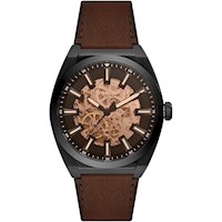 RELOJ FOSSIL EVERETT AUTOMÁTICO, ACERO INOXIDABLE, CORREA DE CUERO, ESFERA