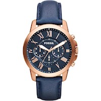 RELOJ FOSSIL GRANT PARA HOMBRE, CRONÓGRAFO EN ACERO INOXIDABLE Y CUERO,