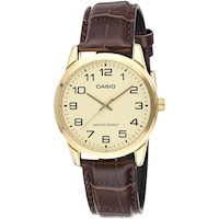 RELOJ CASIO DE CUARZO PARA HOMBRE CON CORREA DE CUERO MARRÓN, MODELO