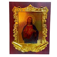 Retrato Cuadro Religioso Sagrado Corazon de Jesus Pergamino 17cm