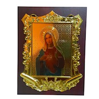 Retrato Cuadro Religioso Inmaculado Corazon de Maria Pergamino 17cm