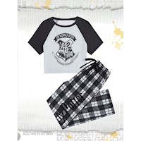 Romwe Set de pijama Harry Potter con top de manga corta y pantalon