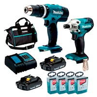 Taladro 1/2 DHP453 + Atornillador DTD156 + 100 Puntas Makita