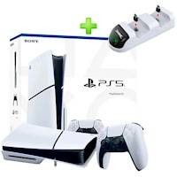 Pack Consola PS5 Slim Lector + Estación de Carga LED para Mando PS5