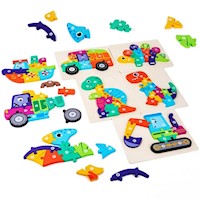 Juego Rompecabezas De Dinosaurios Y Vehículos Para Niños