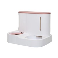 ALIMENTADOR DISPENSADOR DE COMIDA AUTOMÁTICO PARA GATOS Y PERROS ESTILO COLUMNA ROMANA COLOR BLANCO/ROSADO