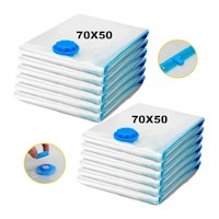 Set 12 Bolsas de Aire al Vacío de Viaje Ahorra Espacio Transparente 70x50cm