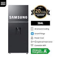 Refrigeradora Samsung Top Mount Freezer 384L Black C/Disp.