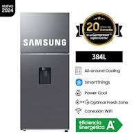 Refrigeradora Samsung 384LT Top Mount Freezer con dispensador Silver