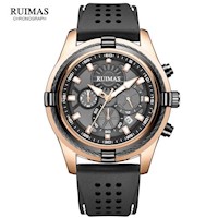 Reloj Ruimas Acero Oro Rosa Negro y Silicona Negro RUI-38