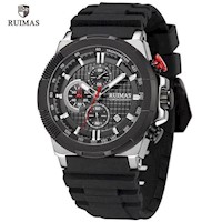 Reloj Hombre Ruimas Acero Plateado Negro y Silicona Negro RUI-45