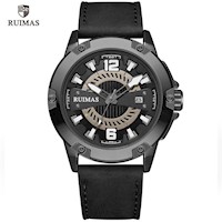 Reloj Ruimas Acero Negro y Cuero Negro RUI-37