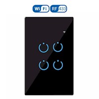 INTERRUPTOR INTELIGENTE UNIVERSAL WIFI LUZ SMART NEGRO ALEXA 4 BANDAS