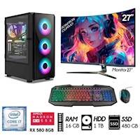 Computadora PC Gamer Core i7  Ram 16GB Disco 1TB+SSD 480GB  RX 580 8GB M 27´´