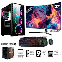 PC GAMER RYZEN 5 5600GT RAM 16GB DISCO 1TB+SSD 480GB MONITOR 27