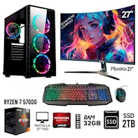 Computadora Pc Ryzen 7-5700G Ram 32GB  DISCO SOLIDO SSD 2TB  Monitor 27