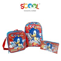Scool - Set S-804007 mochila A4 lonchera y cartuchera Sonic