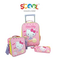 Scool - Set S-804147 maleta A4 lonchera y cartuchera Hello Kitty
