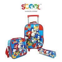 Scool - Set S-804151 maleta A4 lonchera y cartuchera Sonic