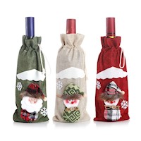 Porta Vino Navideño Funda para vino de navidad  Nylon set de 3