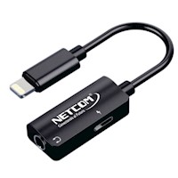 Cable Adaptador 2 en 1 LIGHTNING a JACK 3.5mm Netcom iPhone audio y Carga