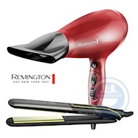 Combo Remington Alisadora Shine Therapy S12A y Secador Silk AC9096