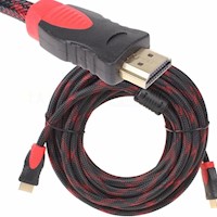 Cable hdmi con filtro 15 metros hd 3d v1.4 enmallado negro con rojo