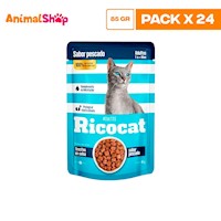 RICOCAT ADULTO TROCITOS PESCADO POUCH 85GR X24 UN