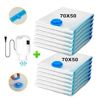 Pack 12 Bolsas de Aire al Vacío de Viaje 70x50cm + Bomba de Aire Alámbrico