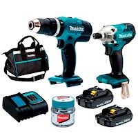 Taladro 1/2 DHP453 + Atornillador DTD156 + Punteras Makita