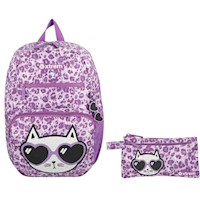 Pack Mochila + Cartuchera Purple Cat Xtrem