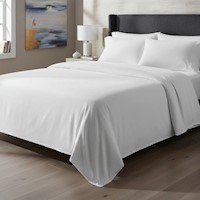 Juego de sabanas  algodón pima interiotex  180 hilos color  Blanco