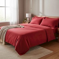 Juego de sabanas  algodón pima interiotex  180 hilos color Rojo