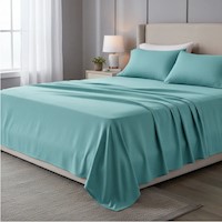 Juego de sabanas  algodón pima interiotex  180 hilos color  Aquamarina