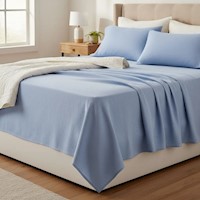 Juego de sabanas  algodón pima interiotex  180 hilos color  Azul Palacio