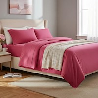 Juego de sabanas  algodón pima interiotex  180 hilos color  Fresa