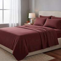 Juego de sabanas  algodón pima interiotex  180 hilos color  Guinda