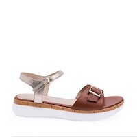 Sandalia D'orsay Casual ALE-2519 Champange/Natural Viale Cuero