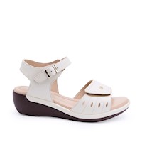 Sandalia D'orsay Casual WIL-2501 Hueso Viale Cuero