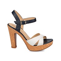Sandalia D'orsay Casual TATI-2501 Blan/Azul Viale Cuero