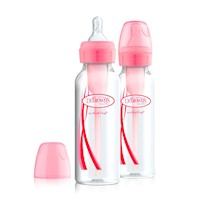 Set x 2 Biberones de Polipropileno Boca Estrecha de 8 oz/250ml color: rosa