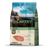 Comida para Perro Cachorro Razas Grandes Bravery Libre de Grano Pollo 4kg