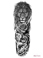 Tatuaje manga temporal falso león rosa águila 48x17cm