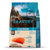 Comida para Perro Cachorro Razas Grandes Bravery Libre de Grano Salmón 12kg