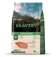 Comida para Perro Adulto Razas Grandes Bravery Libre de Grano Pollo 4kg