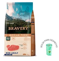 Comida para Perro Adulto Raza Pequeña Bravery Libre de Grano Cerdo Ibérico 7kg